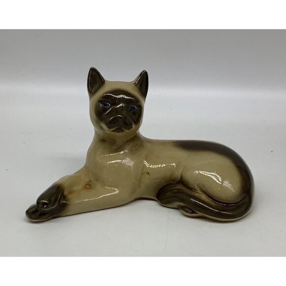 Vintage Siamese Cat Figurine Hand-Painted Ceramic 7" Brazil Collectible Home Dec - Picture 2 of 7